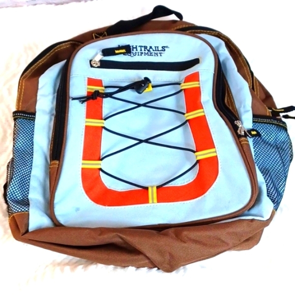 High Trails Equipment Y2K Brown Blue Hiking Back Pack - Picture 3 of 7